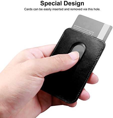 ארנק עור ICARER תואם למחזיק כרטיסים מגנטי של Apple Magsafe, עור מקורי [RFID] עד 3 קלפים לדגם אייפון 12